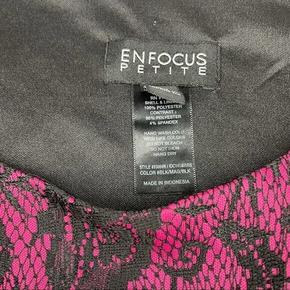 Enfocus Petite Bodycon Dress Black and Magenta 8P - Picture 11 of 12